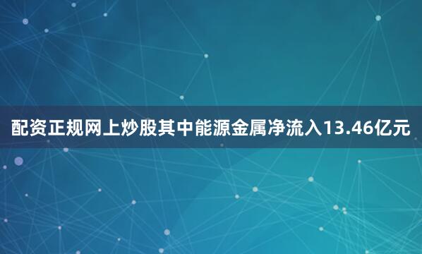 配资正规网上炒股其中能源金属净流入13.46亿元