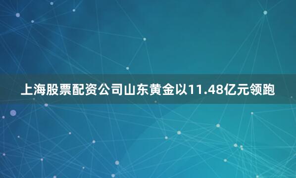 上海股票配资公司山东黄金以11.48亿元领跑